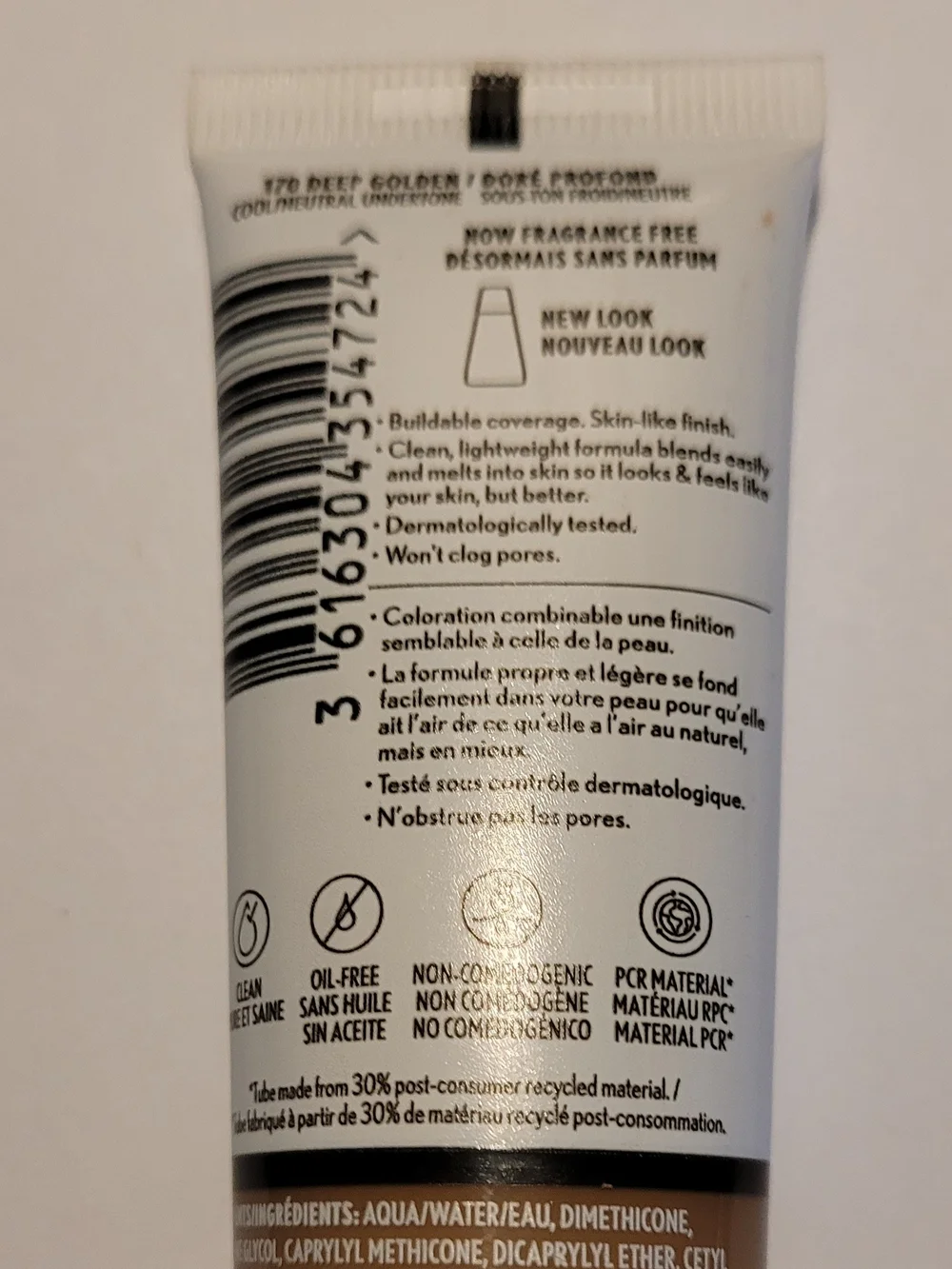 Clean Invisible 170 Deep Golden Foundation - Vegan Liquid Foundation